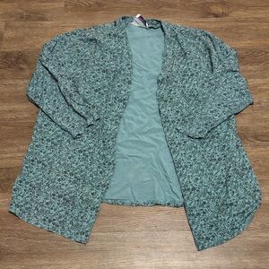 women’s blue and black floral cardigan